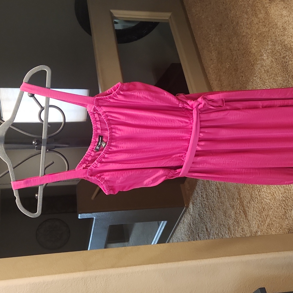 NWT pink maxi. Ruffles on bottom. Elastic at waist. INC brand. Xl